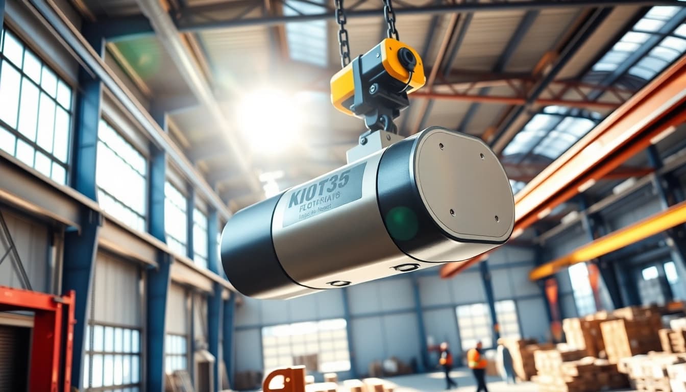 Industrial setting featuring an electric chain hoist crane lifting heavy loads efficiently.