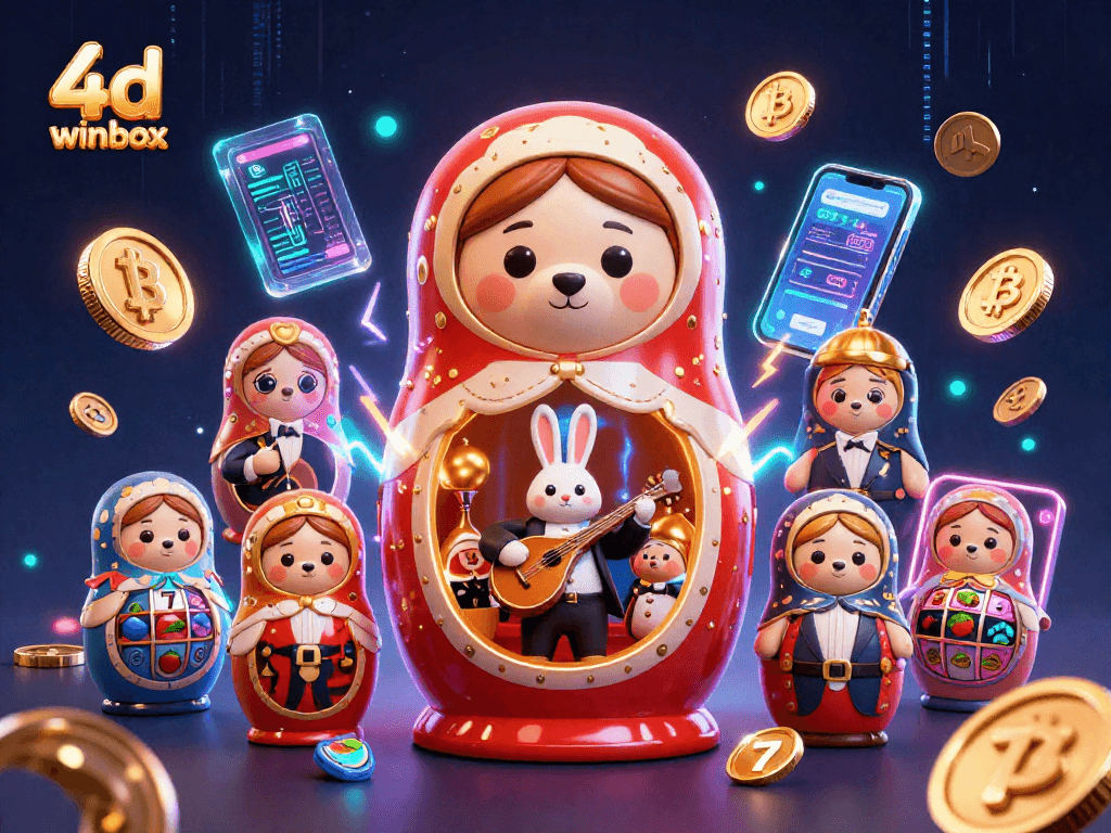 Experience the vibrant thrills of 4d winbox with a lively casino scene featuring 3D bears and crypto elements.