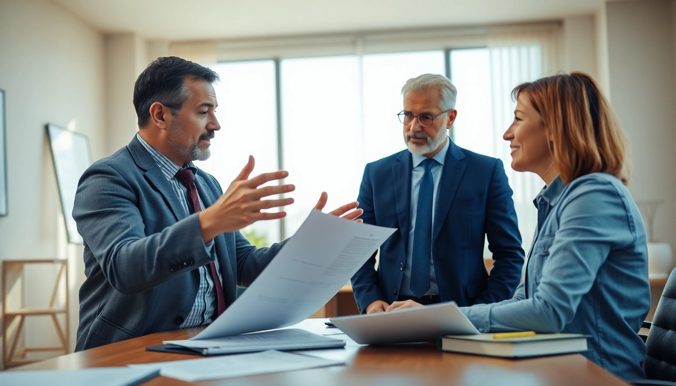 Truck accident attorney Clearwater consulting a client in a professional office.