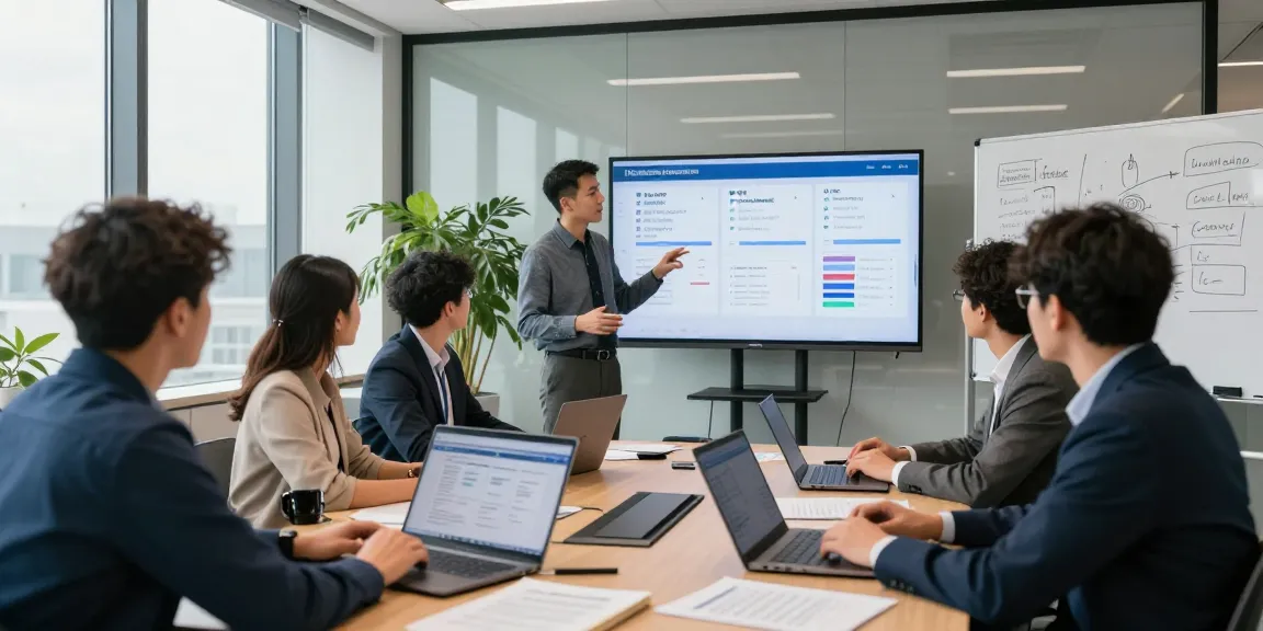 A team discussing which business mobile provider is best UK in a modern office, demonstrating collaborative decision-making.