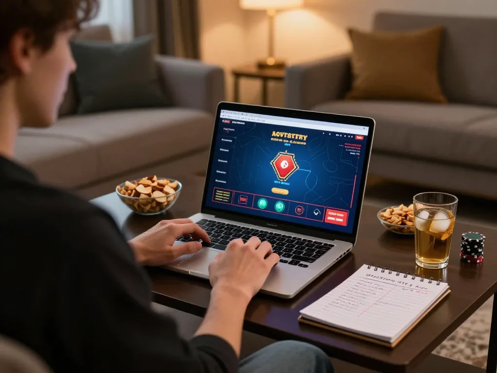 Engaging in online poker at home, showcasing casino non aams legali gaming experience.