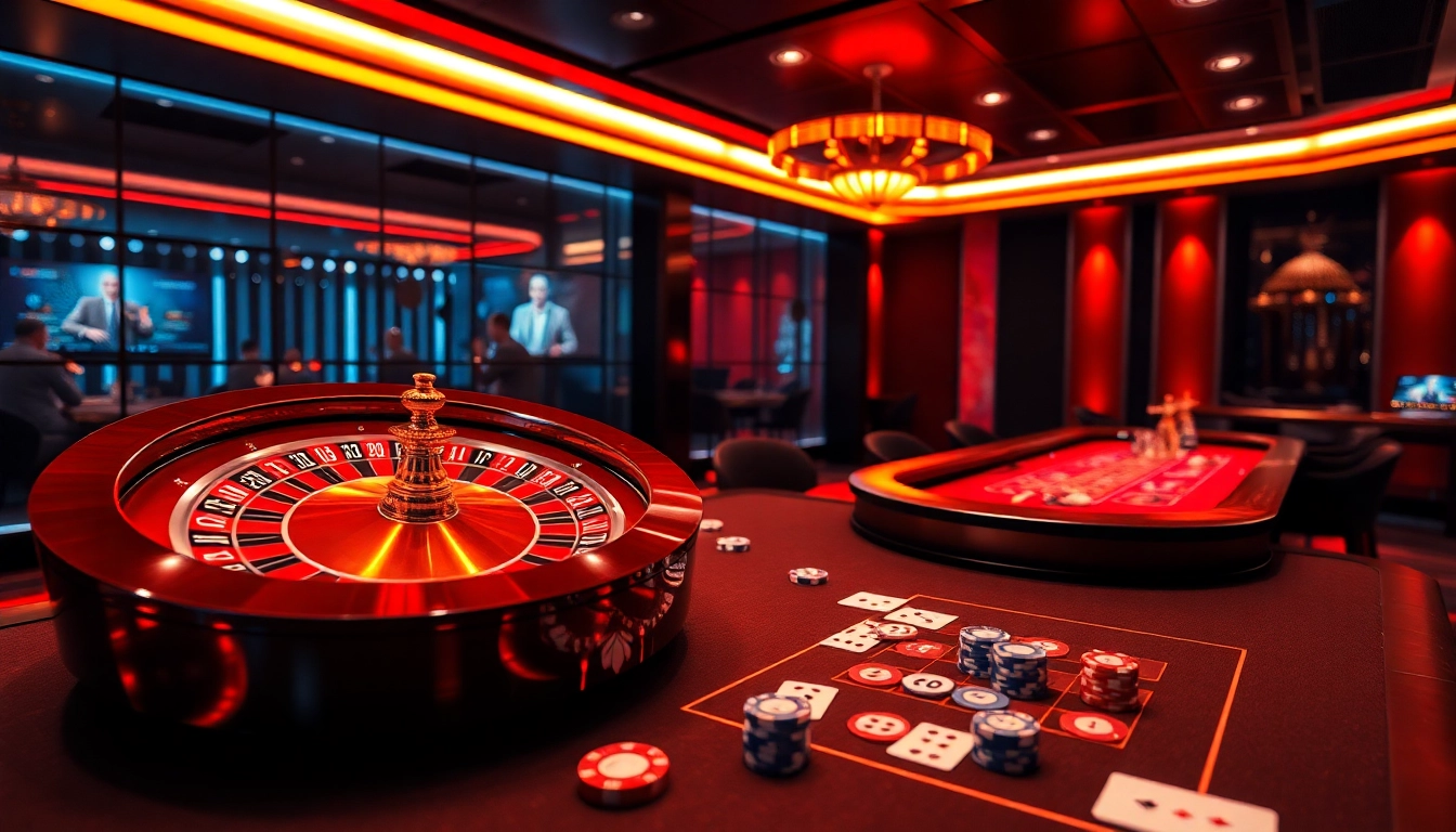 Découvrez l'action palpitante du casino en ligne 2026 avec des jetons de poker et une roulette dans un cadre vibrant et luxueux.