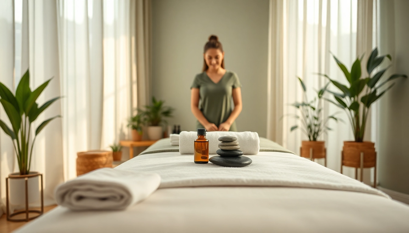 Professional 출장안마 setup with calming ambiance and wellness elements.