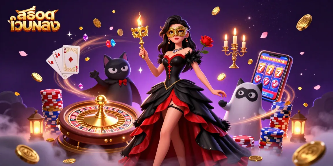 Experience thrilling gameplay with สล็อตเว็บตรง, showcasing an intricate gambling scene full of vibrant casino elements.