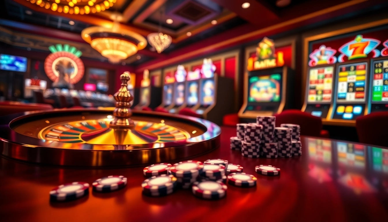 Vivez l'excitation du casino en ligne 2026 avec des tables de luxe, des jetons de poker et des machines à sous vibrantes.