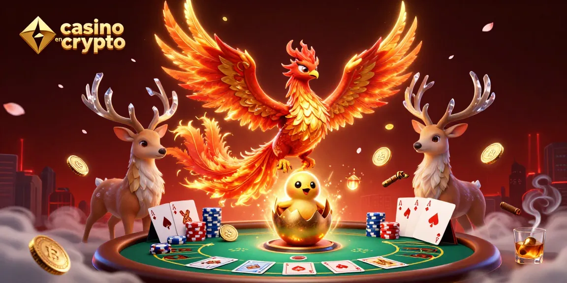 Entrez dans le casino en crypto avec l'illustration de personnages tridimensionnels et des éléments de jeu captivants.