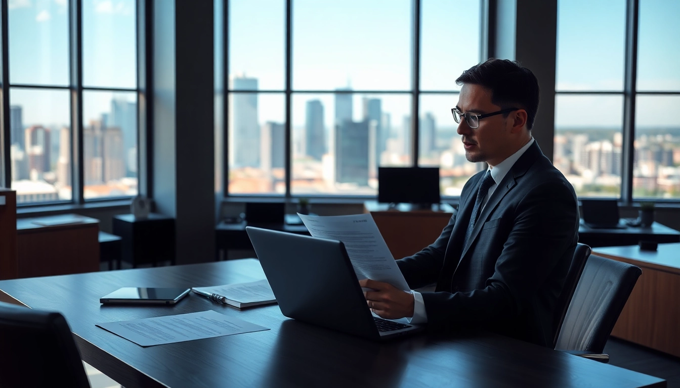 Legal Recoveries expert reviewing documents in a modern office setting.