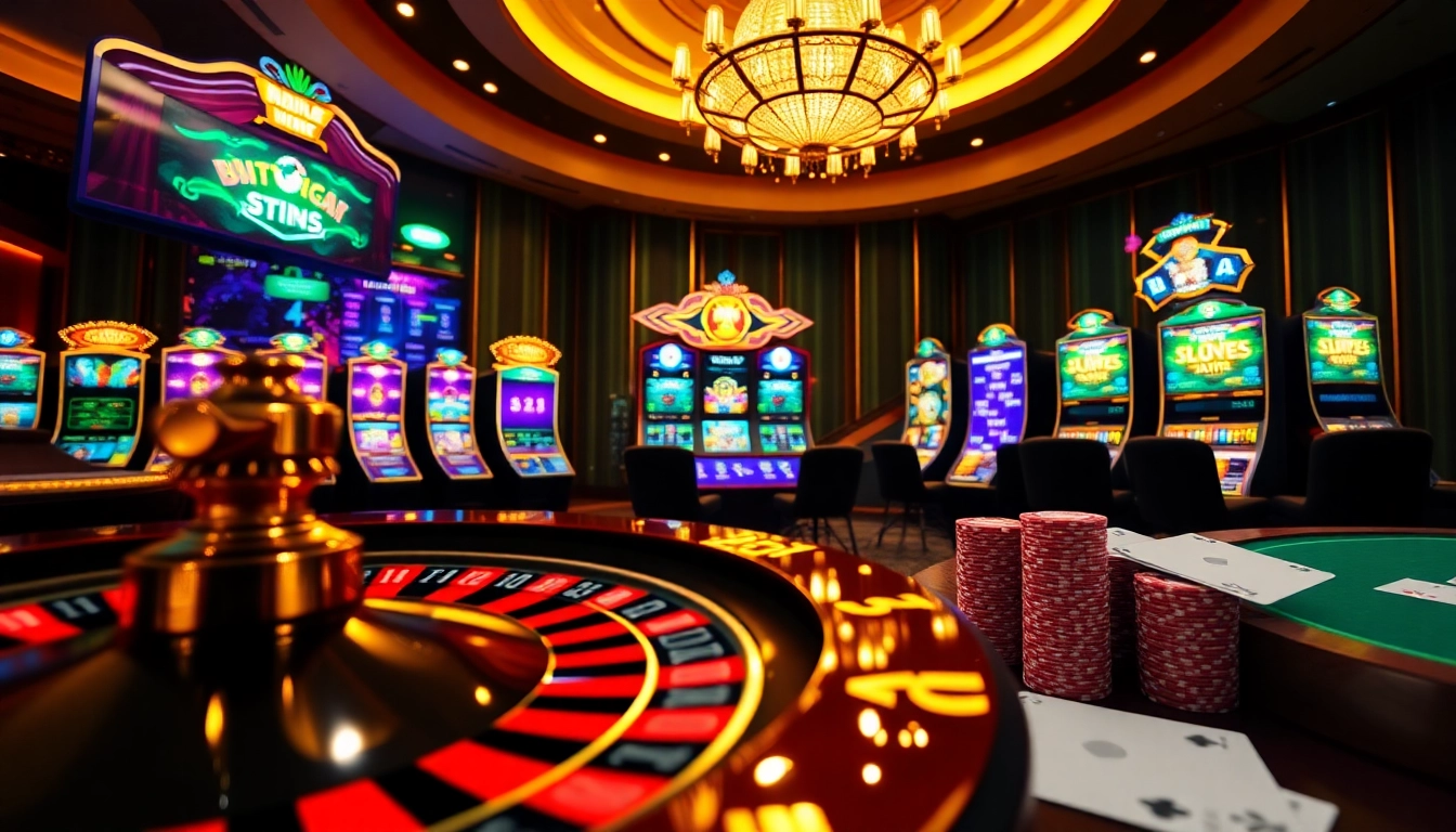 Vivez l'excitation du casino en ligne 2026 avec des jeux interactifs, des jetons de poker et une roue de roulette tournante.
