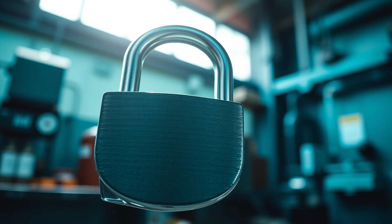 Locksta als moderner Sicherheitsschloss mit glänzender Oberfläche und industrialisiertem Hintergrund.
