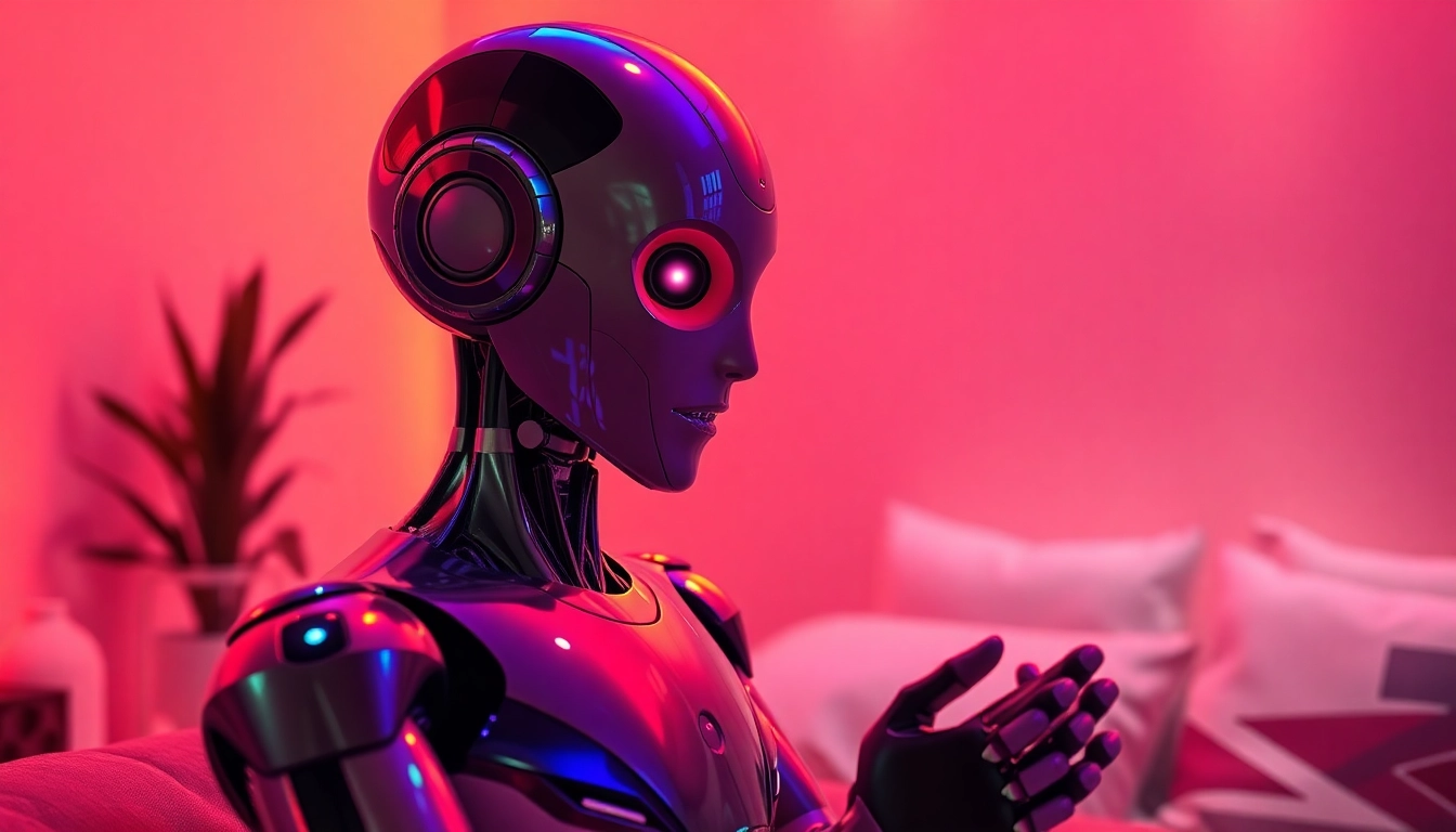 AI sex robot engaging in intimate conversation with a user in a cozy setting.