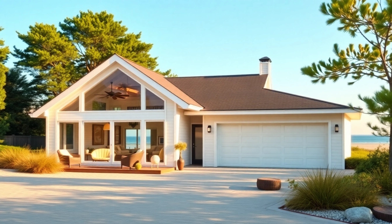 Enhanced architectural view of a Cape Cod home addition with an attached garage, showcasing elegant design.
