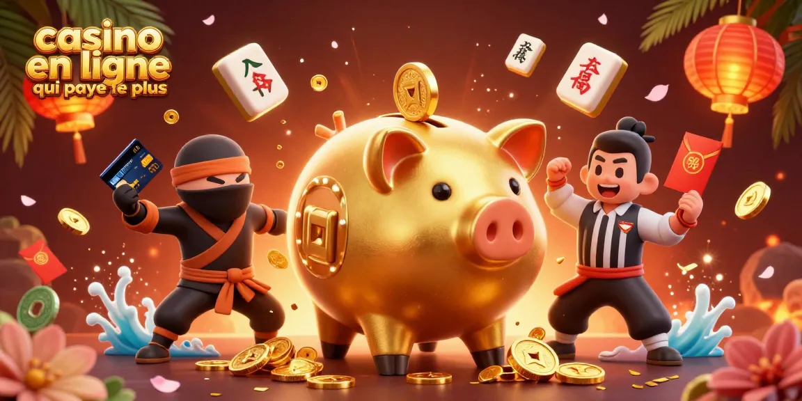 Plongez dans l'univers du casino en ligne qui paye le plus avec des personnages dynamiques et des éléments vibrants, illustrant l'excitation du jeu.