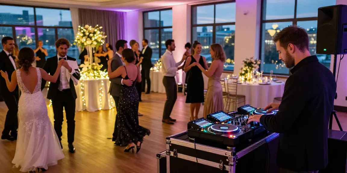 Hochzeit DJ Berlin Brandenburg entertaining guests with lively music at a beautiful wedding reception.