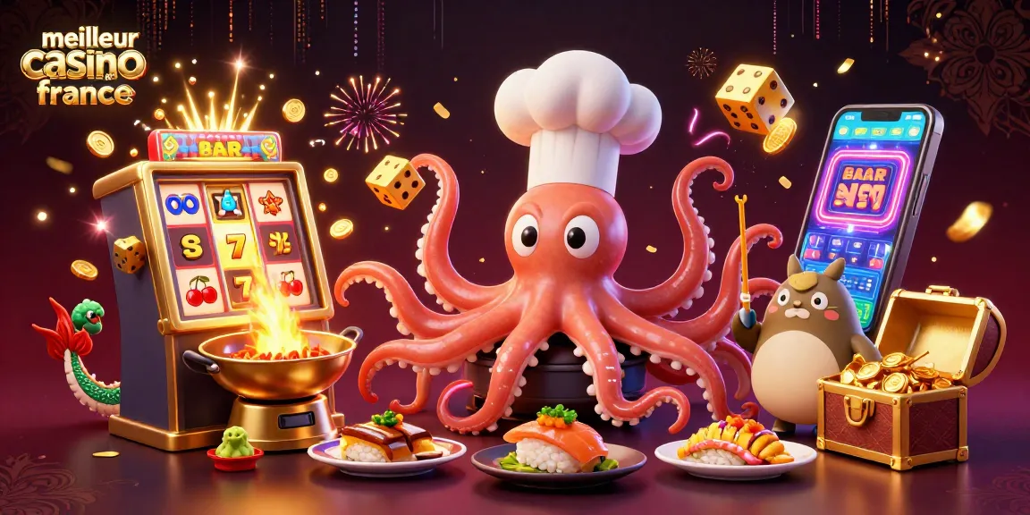 Découvrez le meilleur casino en ligne France avec un chef pieuvre et un dragon, entourés de jeux passionnants.