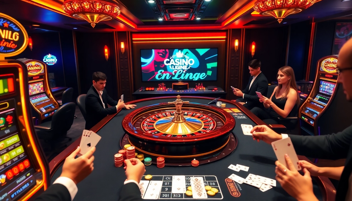 Jouer à une table de roulette vibrante dans un environnement de casino en ligne 2026 luxueux avec des jetons colorés et de l'excitation.