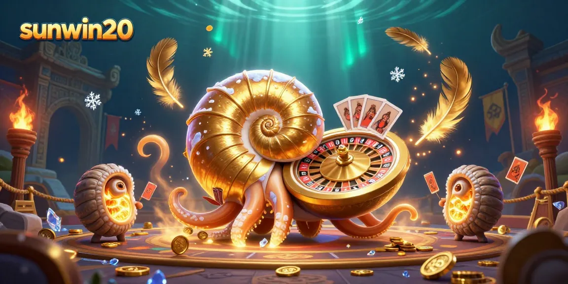 Engage with sunwin20 and experience the stunning 3D nautilus roulette wheel surrounded by golden game elements.