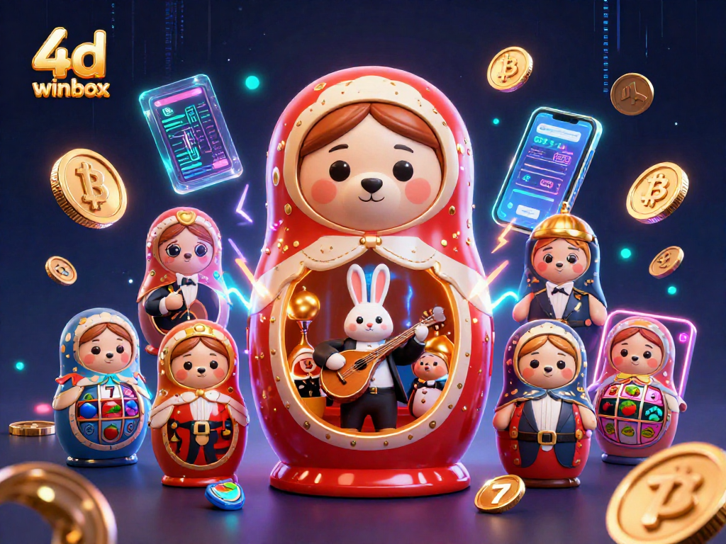 Experience the vibrant thrills of 4d winbox with a lively casino scene featuring 3D bears and crypto elements.