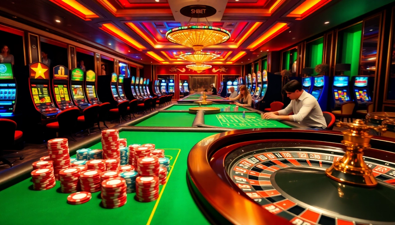 Experience thrilling gaming action with SHBET at luxurious casino tables filled with excitement.