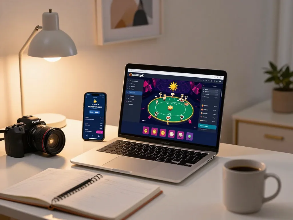 Engaged user playing sunwinapk poker game online from a stylish home setup.