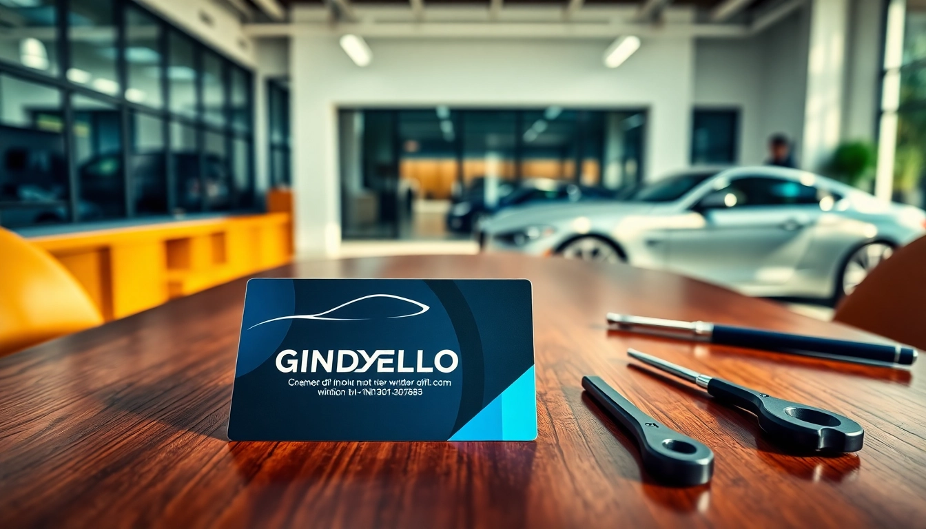 Promote the window tint gift card with a stylish display in an automotive setting.