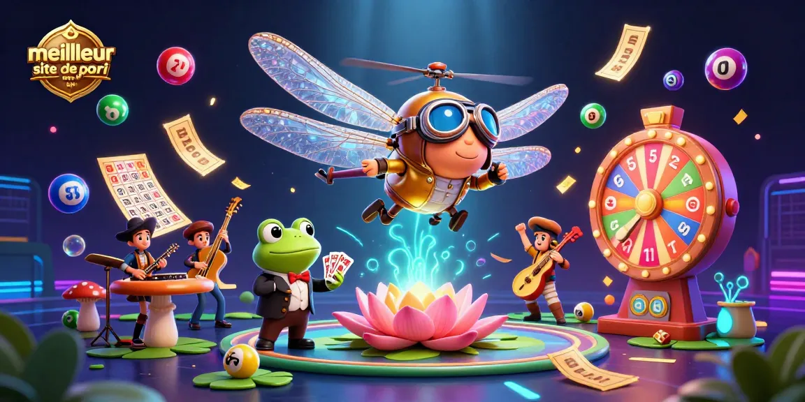 Meilleur site de pari en ligne : dragonfly pilot et frog croupier animant un casino vibrant.