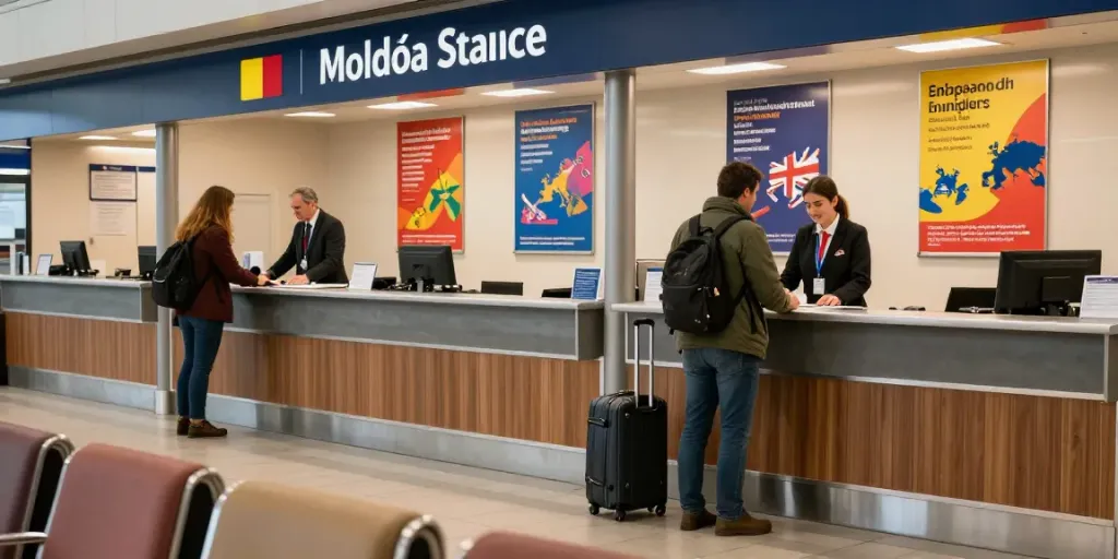 Transport Moldova Anglia - călător pregătindu-se pentru o călătorie confortabilă în Europa, la un centru de transport.