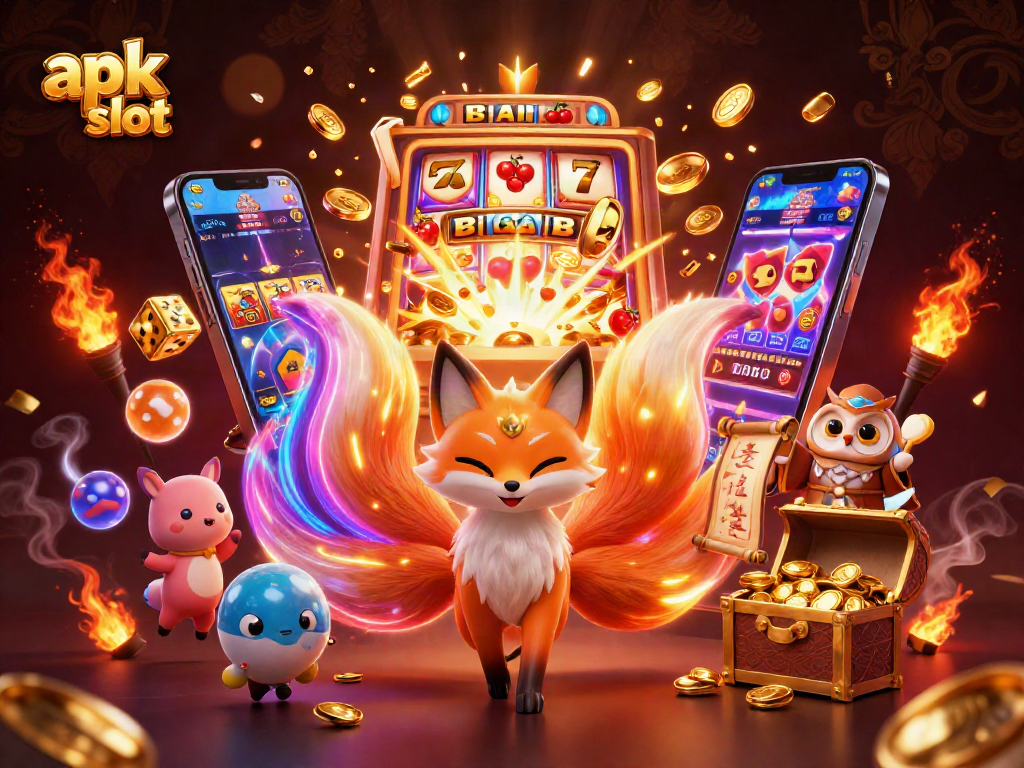 Spin the reels with apk slot illustrations of a vibrant nine-tailed fox and jackpot delights.
