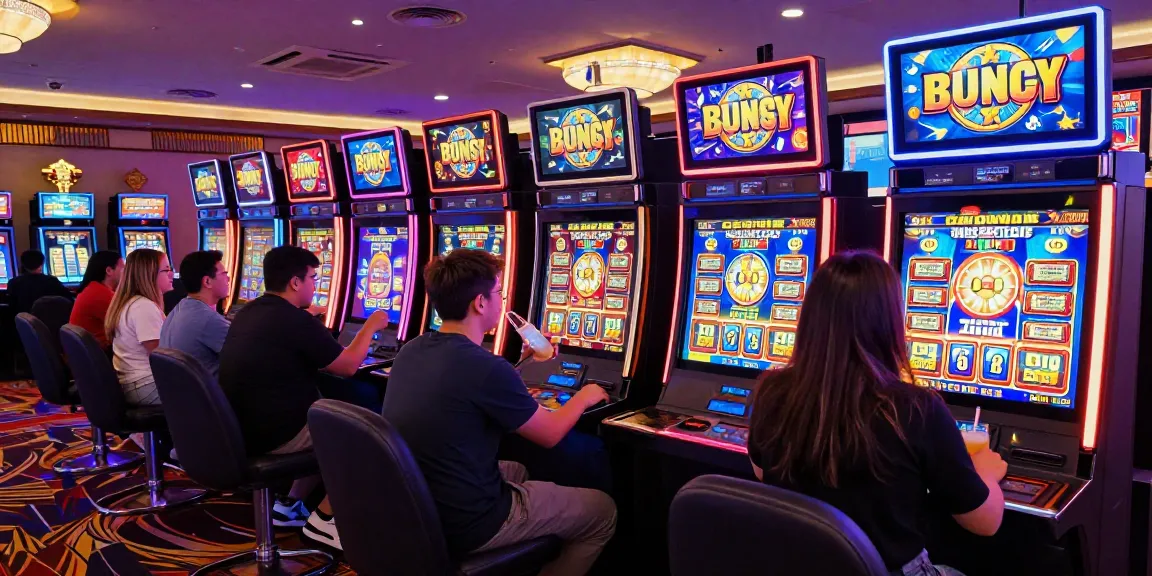 Engaged players at Bonus Buy slots in a lively casino environment with colorful graphics reflecting https://aboutderbyshire.co.uk's top-rated games.