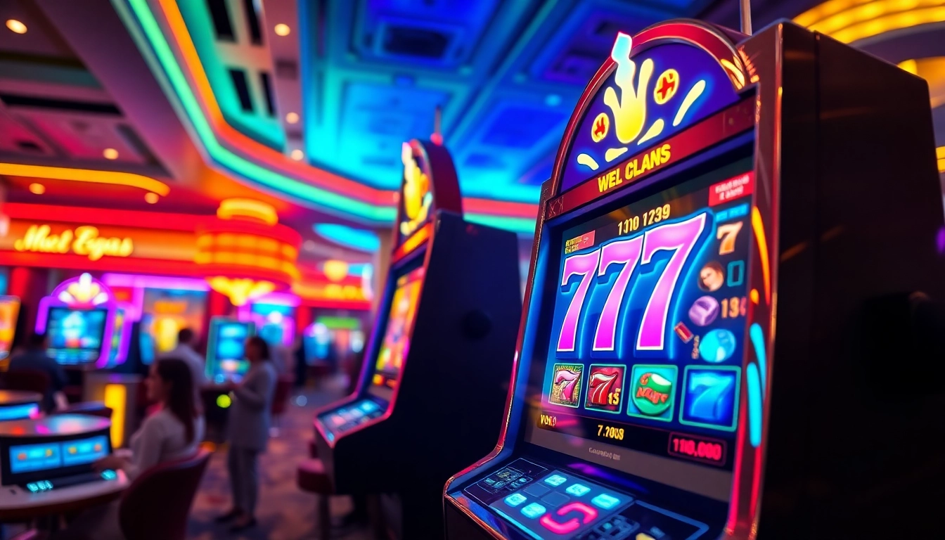 Slot77 mesin slot dengan grafis brilian dalam suasana kasino yang meriah.