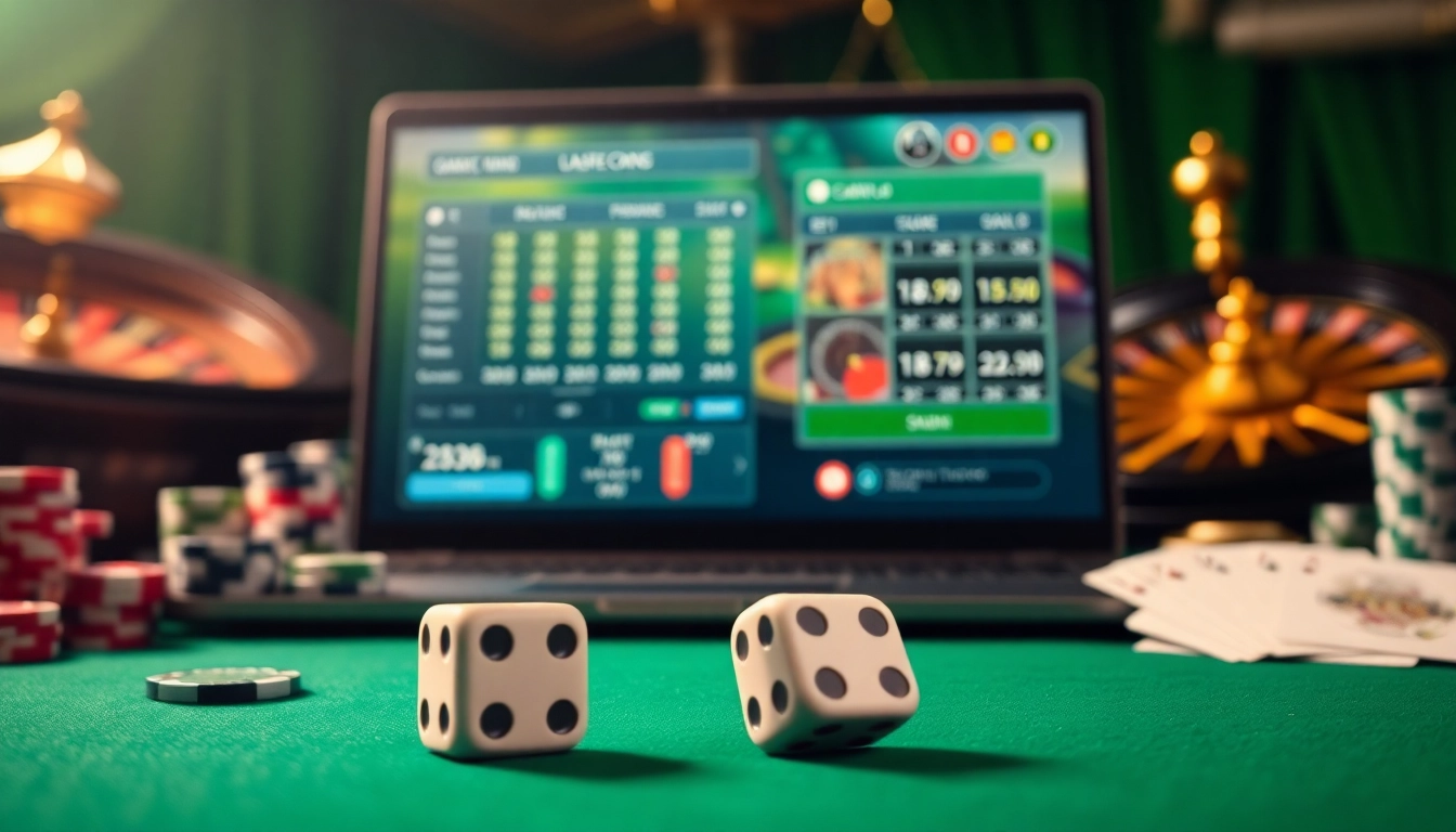 Découvrez l'excitation du casino en ligne 2026 avec des visuels de casino luxueux et des éléments de jeu captivants.
