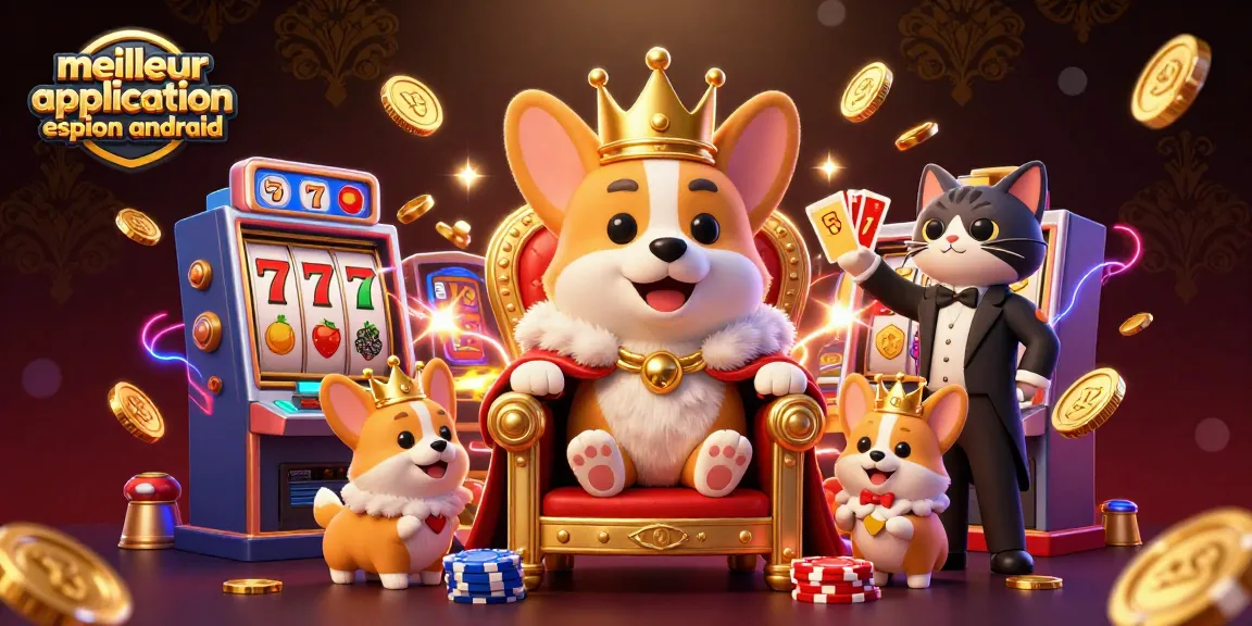 Jouer aux jeux passionnants avec la meilleure application espion Android dans un casino animé rempli de joyaux lumineux.