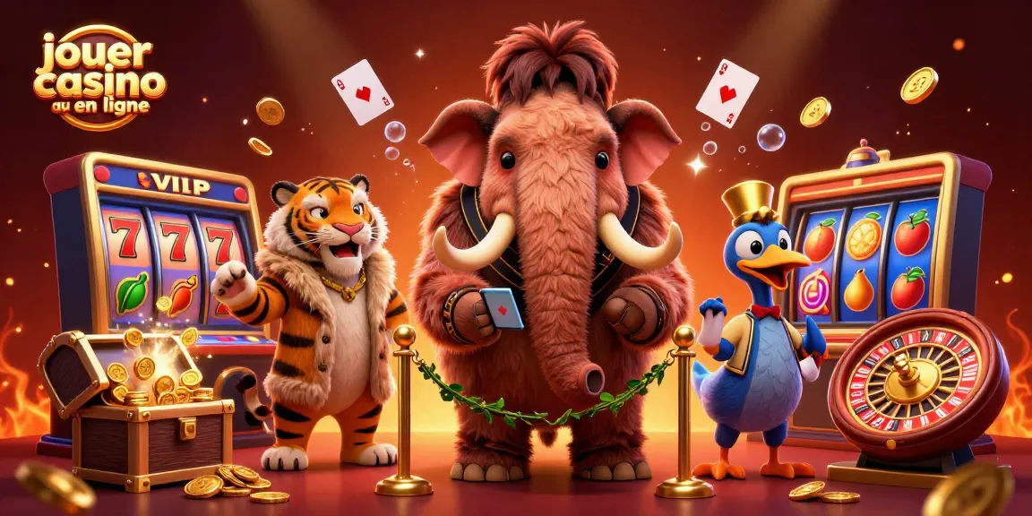 Jouer au casino en ligne avec un mammouth s'assurant à l'entrée, offrant une expérience luxueuse et immersive.