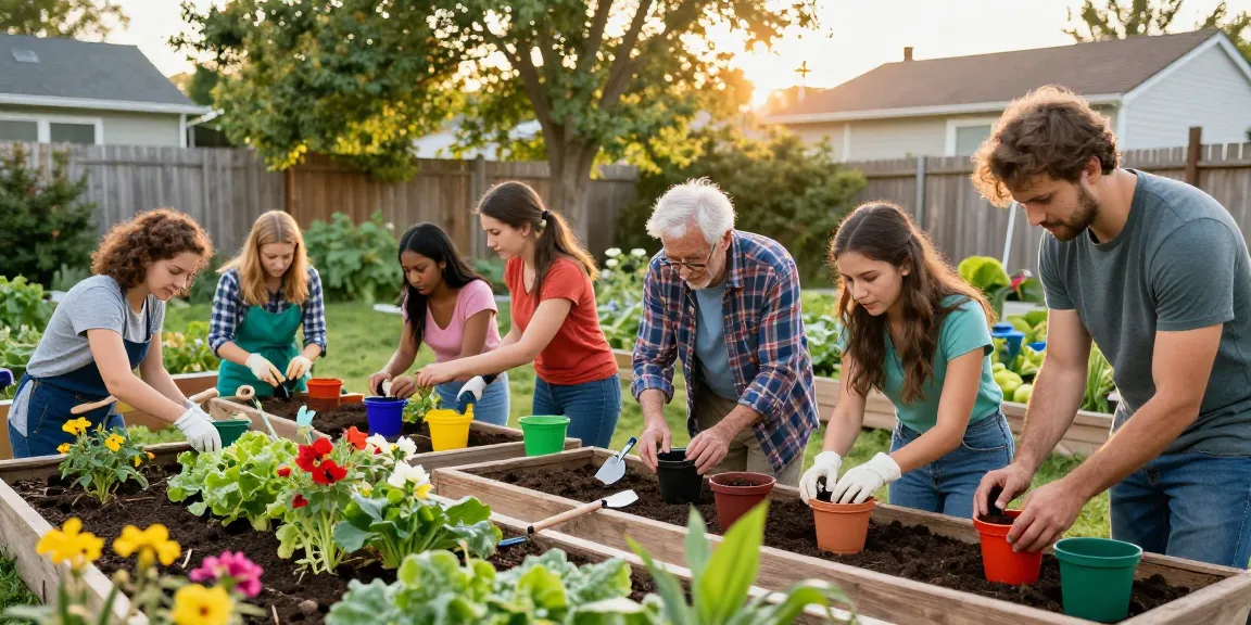 Community members engaging in gardening at https://factors.org.uk urban workshop, promoting sustainability.