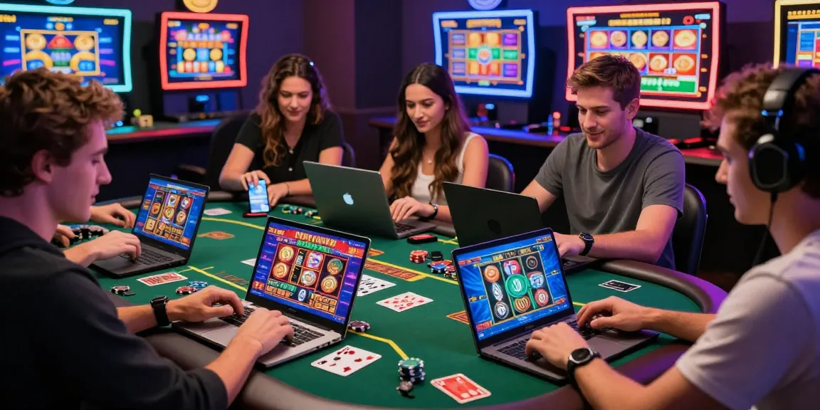 Engaged players enjoying credit card games at online casinos featured on https://brcs.co.uk, surrounded by vibrant graphics and modern gaming setups.