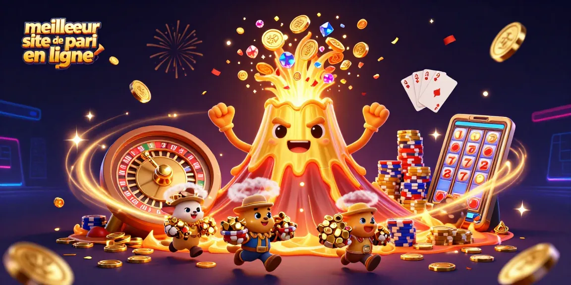 Visualisez le meilleur site de pari en ligne avec une explosion de trésors en 3D et d'effets de casino.