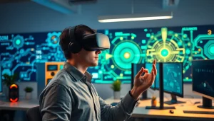 Engaging representation of Technology in a modern workspace with futuristic gadgets.