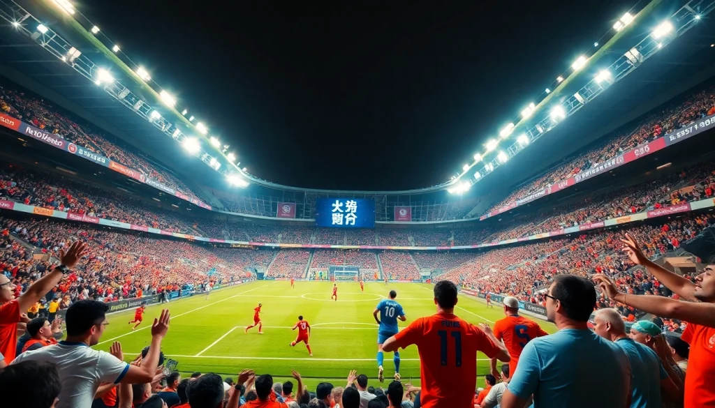 해외축구중계를 생생하게 전달하는 축구 경기장의 열정적인 장면