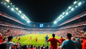 해외축구중계를 생생하게 전달하는 축구 경기장의 열정적인 장면