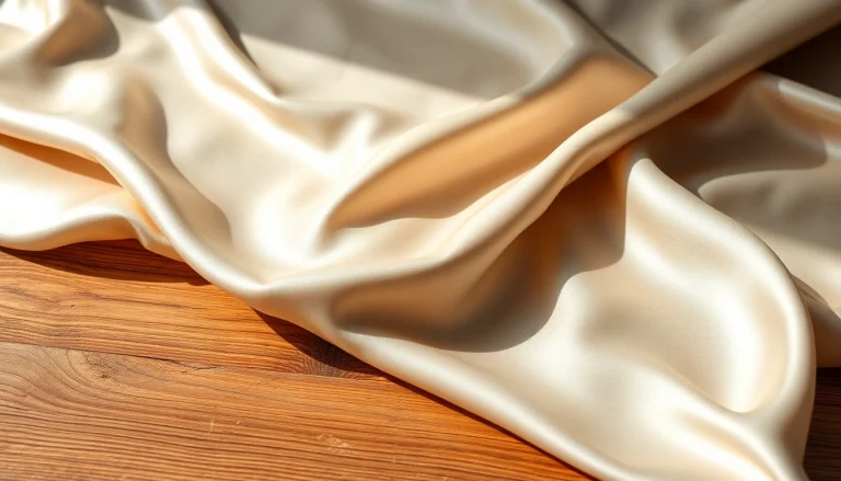 Satin stof toont elegantie en glans op een rustieke houten tafel