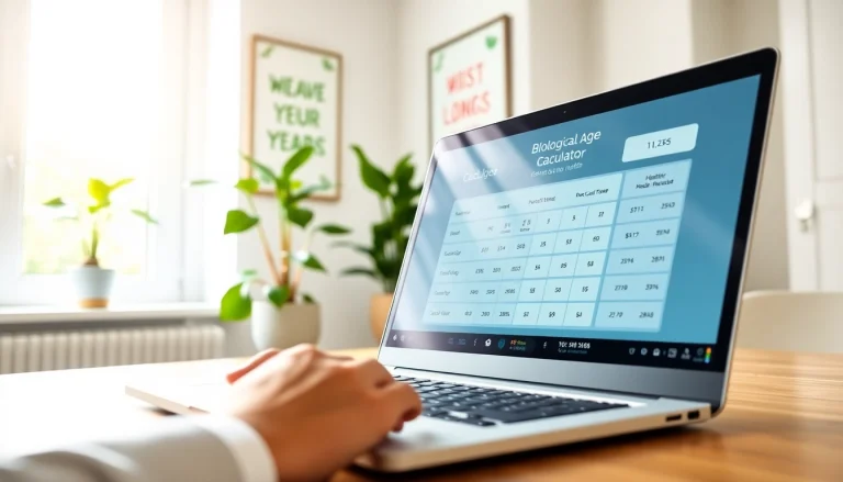 Engage with the biological age calculator on a sleek laptop for real-time health insights.
