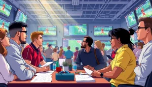 Active discussions about sportsbooks in Georgia among sports fans in a lively setting