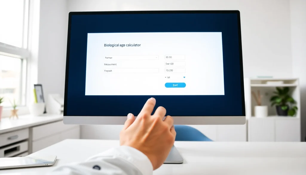 Engaging biological age calculator interface for users assessing their wellness.