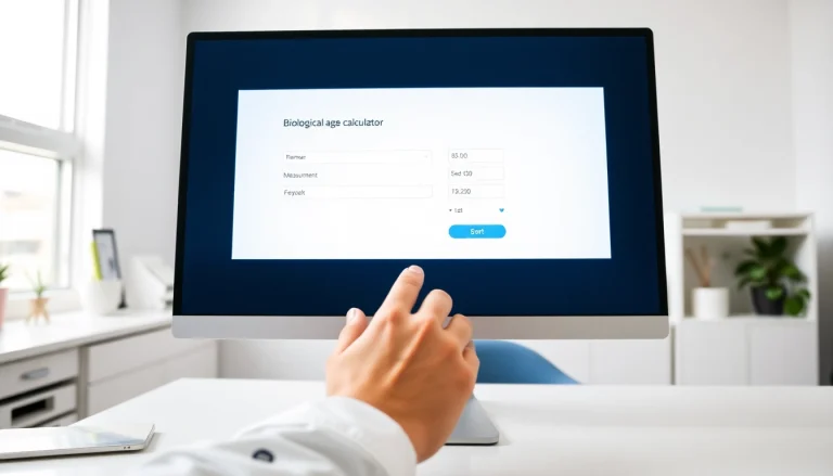 Engaging biological age calculator interface for users assessing their wellness.