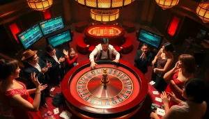 Experience the thrill of winning at https://xin88hv.club with an exciting casino scene featuring roulette and players.