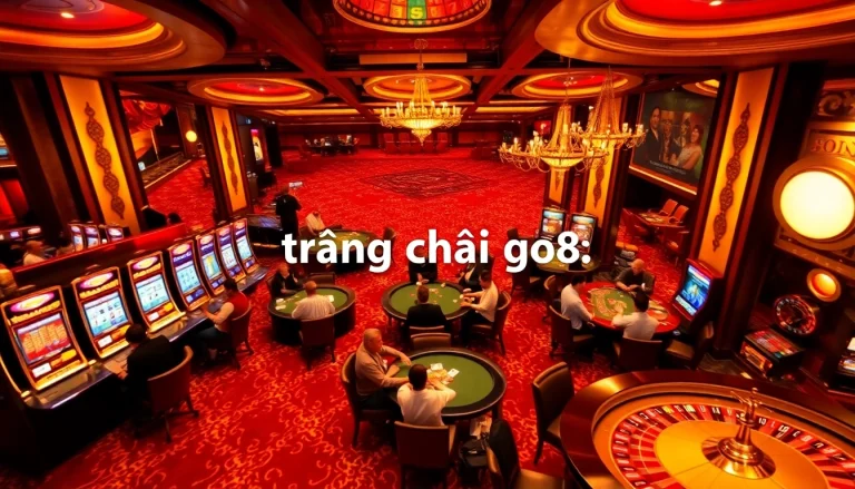 Engaging players at trang chủ go8 in a luxurious casino atmosphere filled with vibrant slot machines and tables.