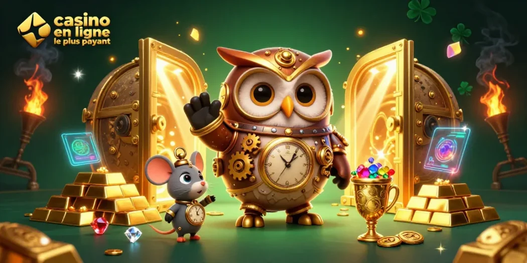 Découvrez le casino en ligne le plus payant avec un hibou voyageur et des trésors éclatants.